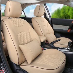 Custom Fit Leatherette Seat Cover Set for Toyota Land Cruiser Prado Fortuner Estima Alphard Previa Wish 7 Seats Beige