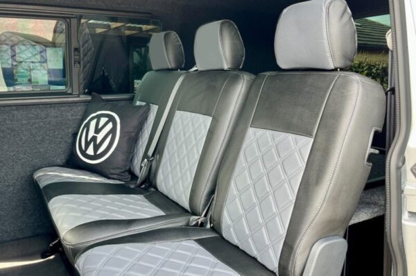 VW T6/T6.1 Diamond Stitch Seat Covers – Grey - Image 3