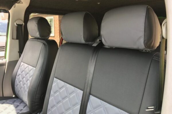 VW T6/T6.1 Diamond Stitch Seat Covers – Grey - Image 5