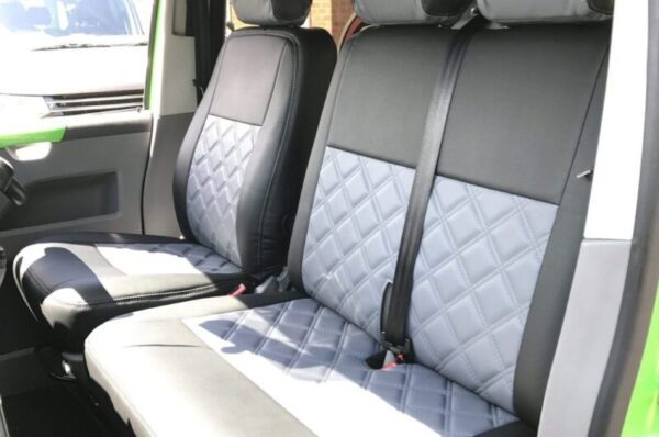 VW T6/T6.1 Diamond Stitch Seat Covers – Grey - Image 4