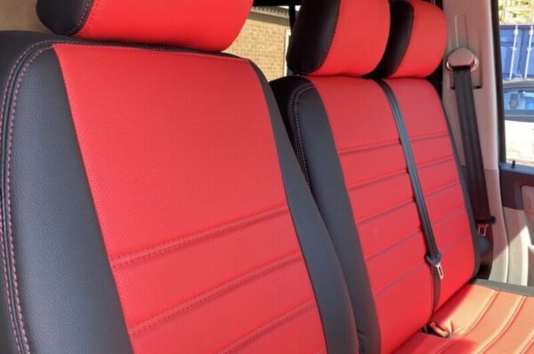 VW T6/T6.1 Punched Leather Style Seat Covers – Red - Image 3