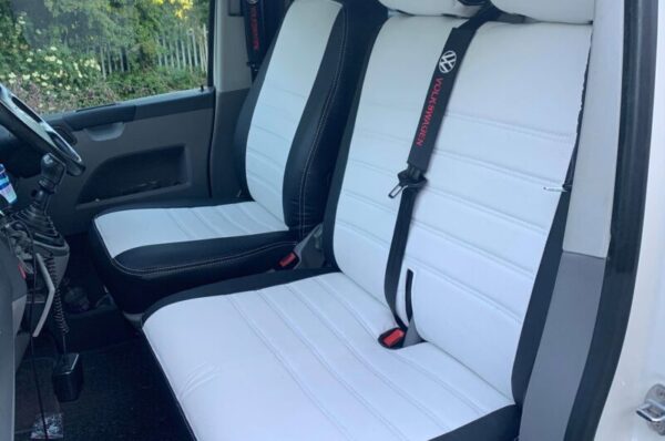 VW T5/T5.1 Punched Leather Style Seat Covers – White