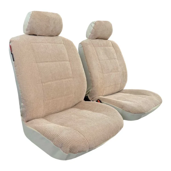 For KIA NIRO Corn Corduroy Light Beige Car Seat Covers Front Set - Image 7