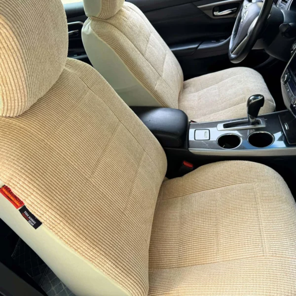For KIA NIRO Corn Corduroy Light Beige Car Seat Covers Front Set - Image 5