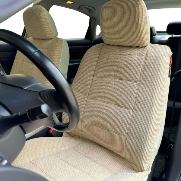 For KIA NIRO Corn Corduroy Light Beige Car Seat Covers Front Set - Image 4